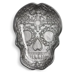 Gifi Plat Halloween tête de mort mexicaine en verre noir 15x11xH2cm Hot