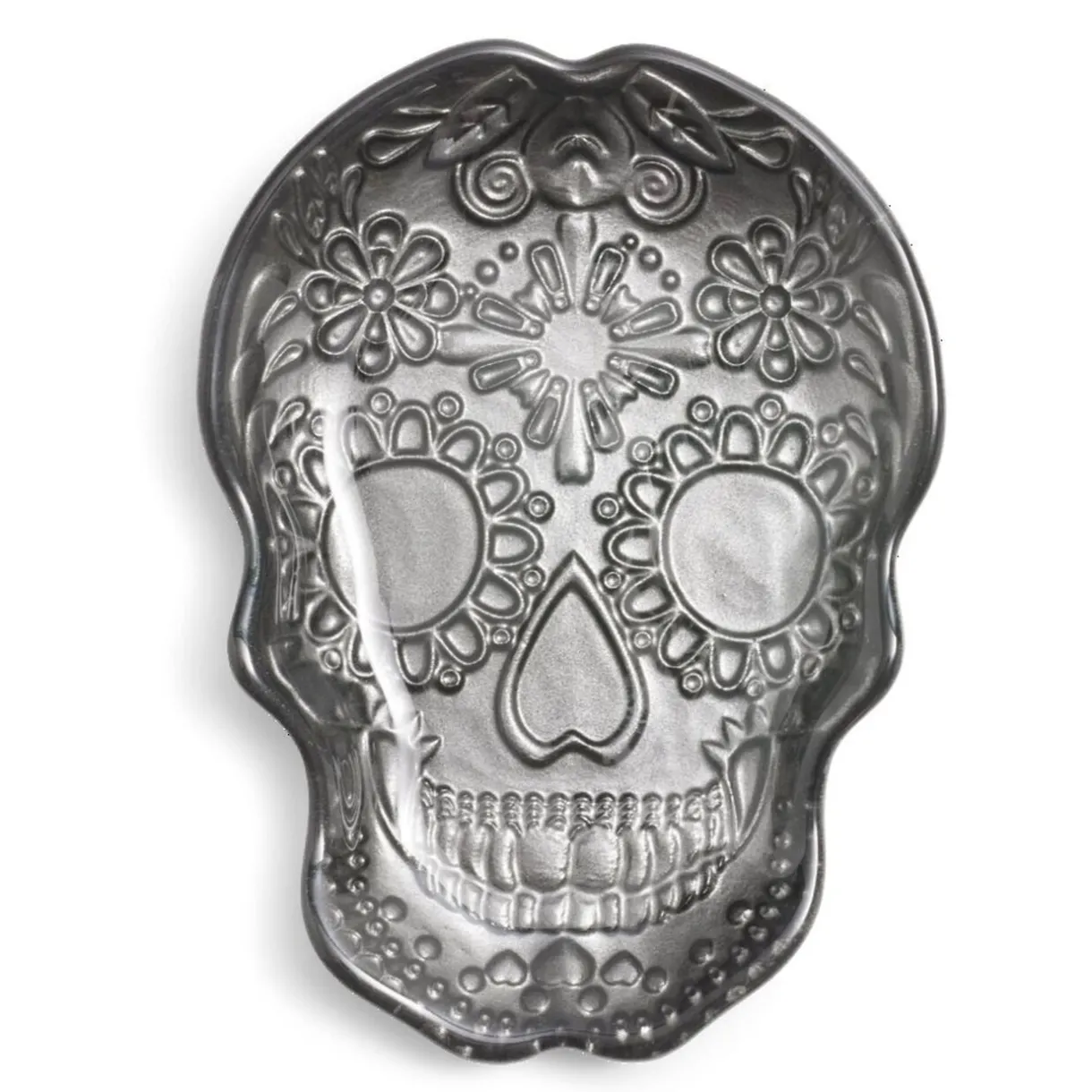Gifi Plat Halloween tête de mort mexicaine en verre noir 15x11xH2cm Hot