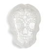 Gifi Plat Halloween tête de mort mexicaine en verre blanc 15x11xH2cm
