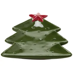 Gifi Plat service sapin en céramique vert
