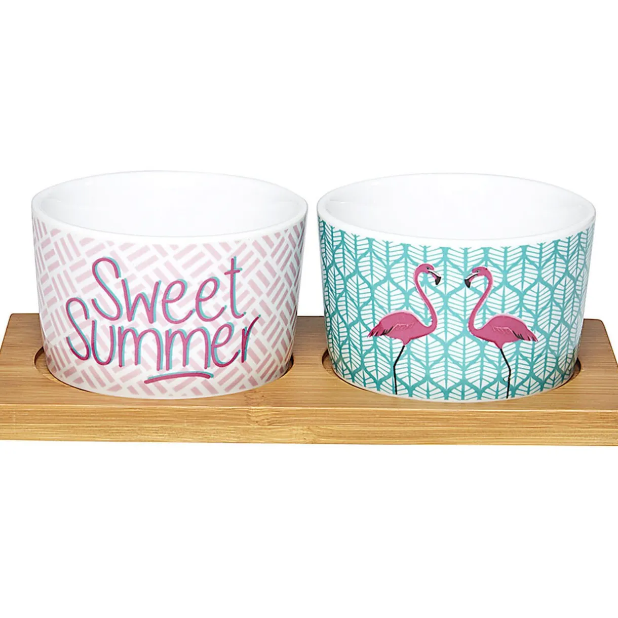 Gifi Plateau + 2 coupelles apéritif motif flamant rose