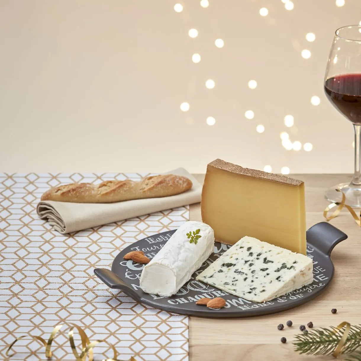 Gifi Plateau à fromage noir et blanc