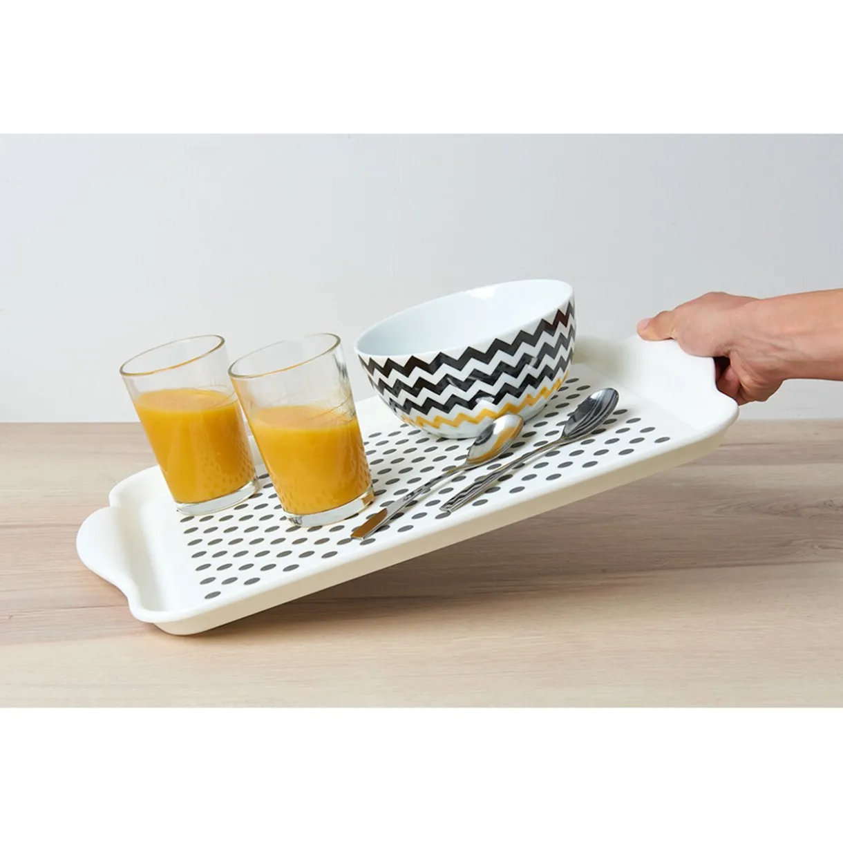 Gifi Plateau antidérapant blanc et gris Hot