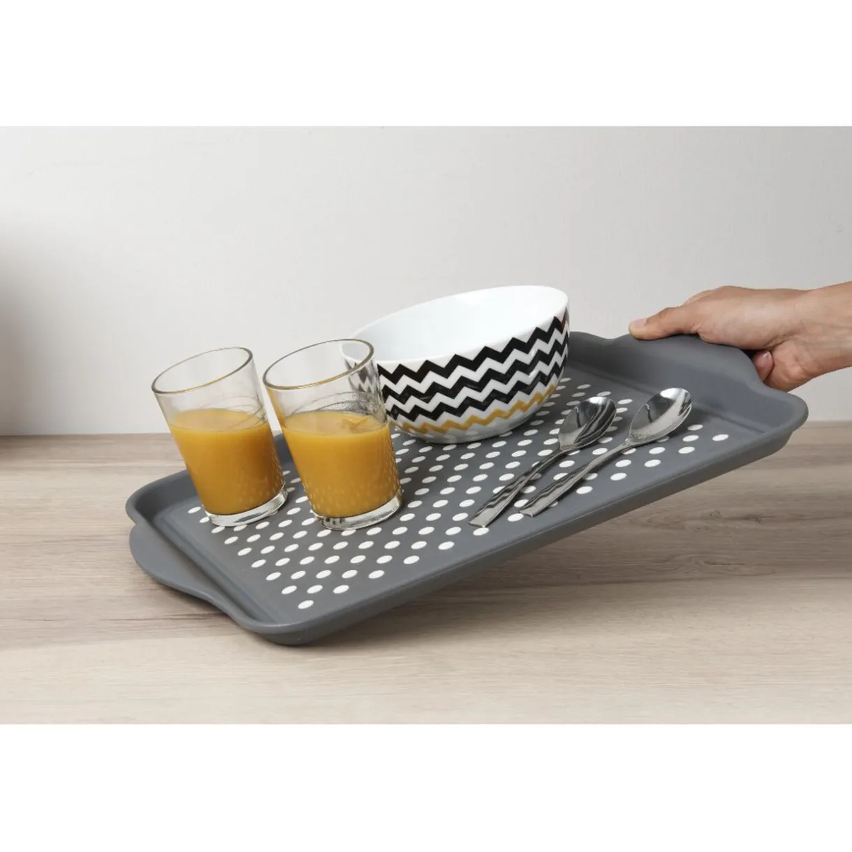 Gifi Plateau antidérapant gris et blanc Hot