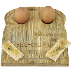 Gifi Plateau avec 2 emplacements à oeufs en bambou 24x20cm