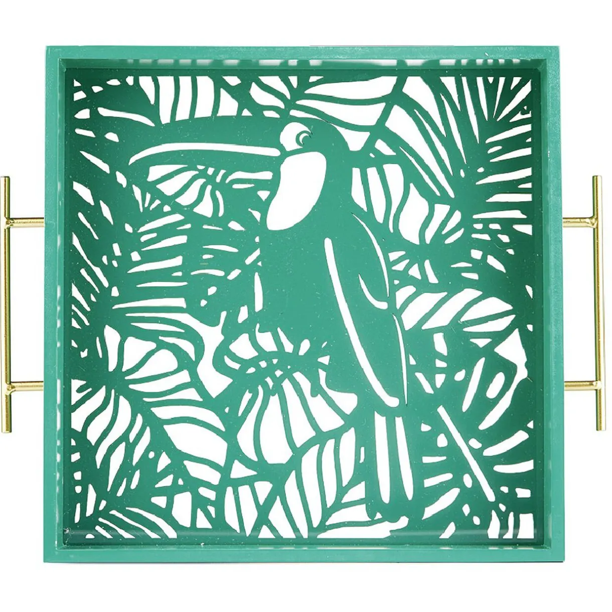Gifi Plateau avec motif tropicaux découpe et fond en verre