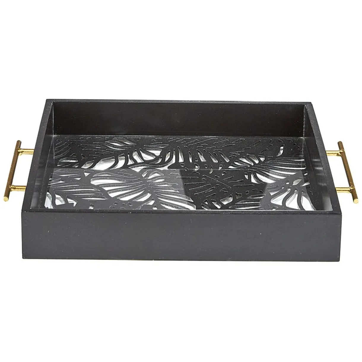 Gifi Plateau avec motif tropicaux découpe et fond en verre