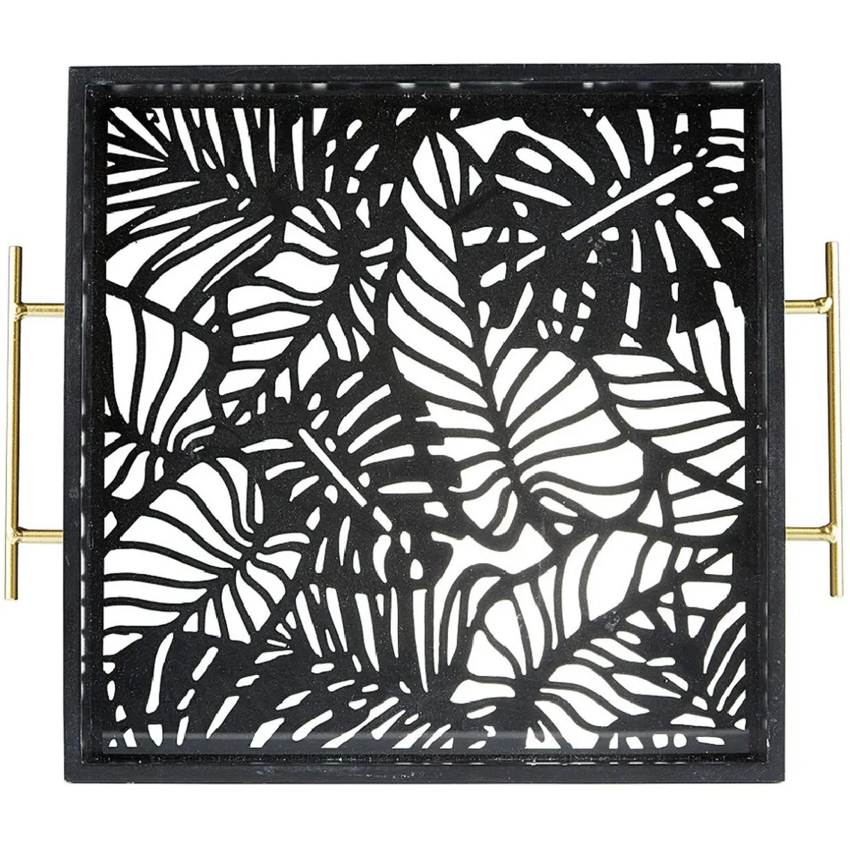 Gifi Plateau avec motif tropicaux découpe et fond en verre