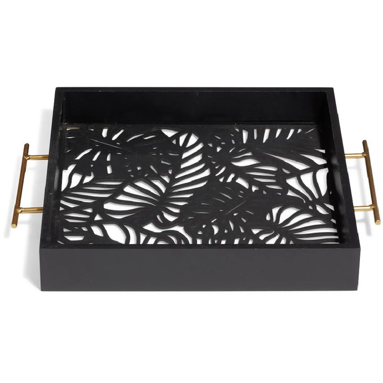 Gifi Plateau avec motif tropical ajouré et fond en verre