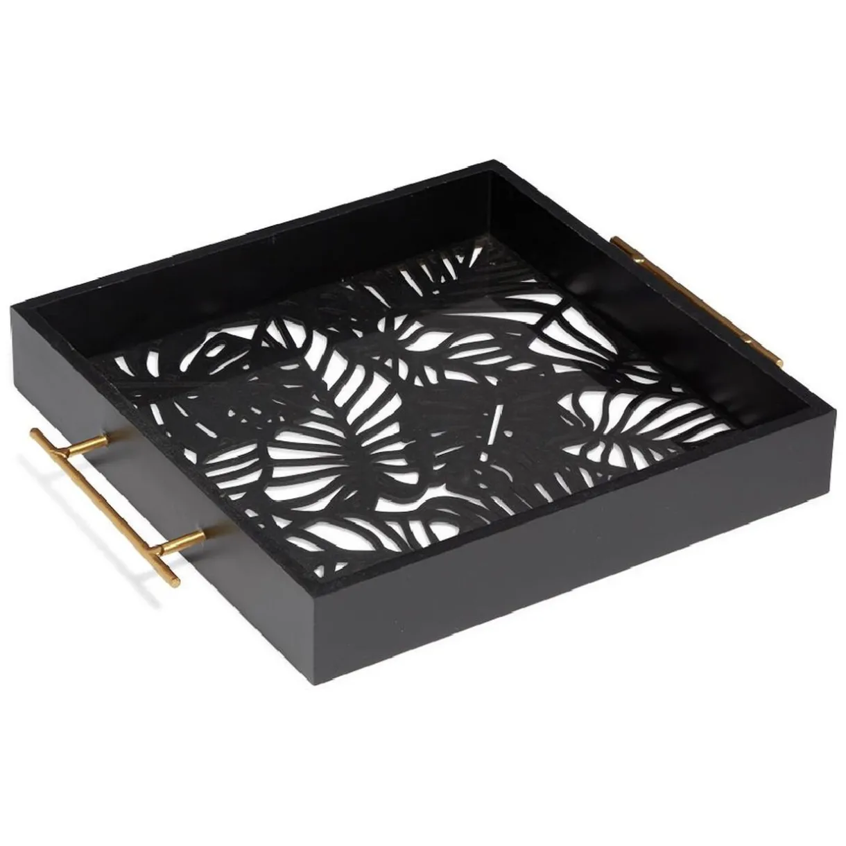 Gifi Plateau avec motif tropical ajouré et fond en verre
