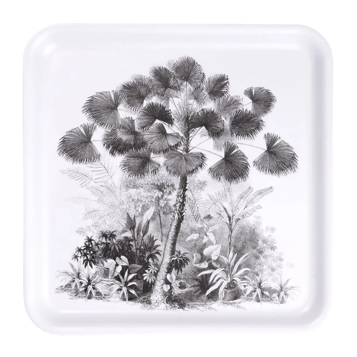 Gifi Plateau carré mélaminé motif arbre gris et blanc 33x33cm Outlet