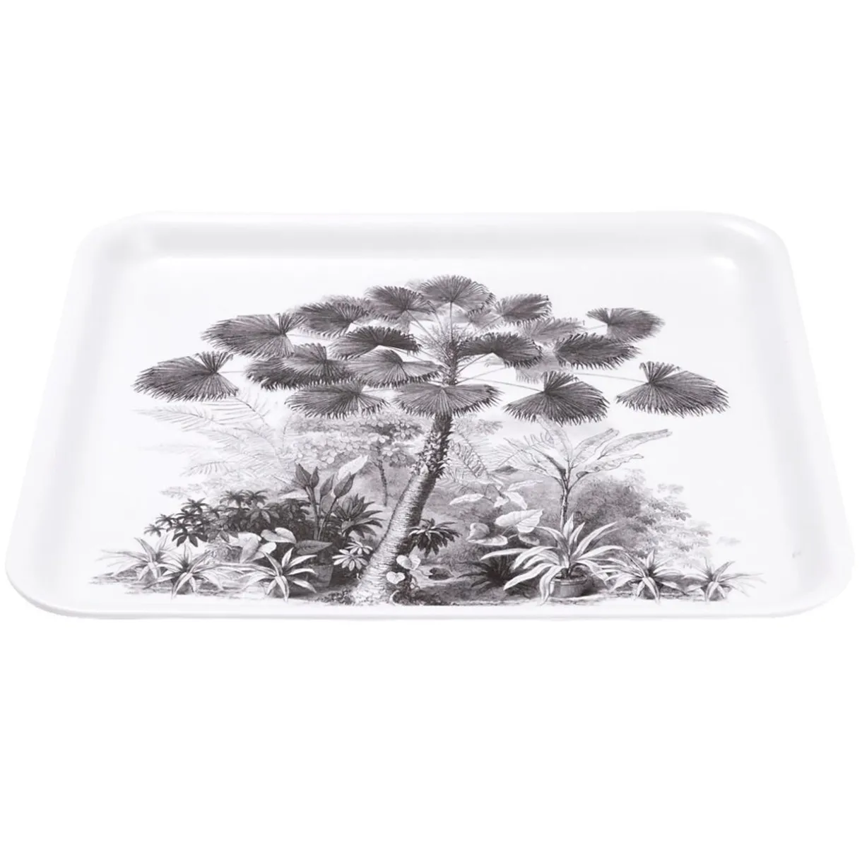 Gifi Plateau carré mélaminé motif arbre gris et blanc 33x33cm Outlet