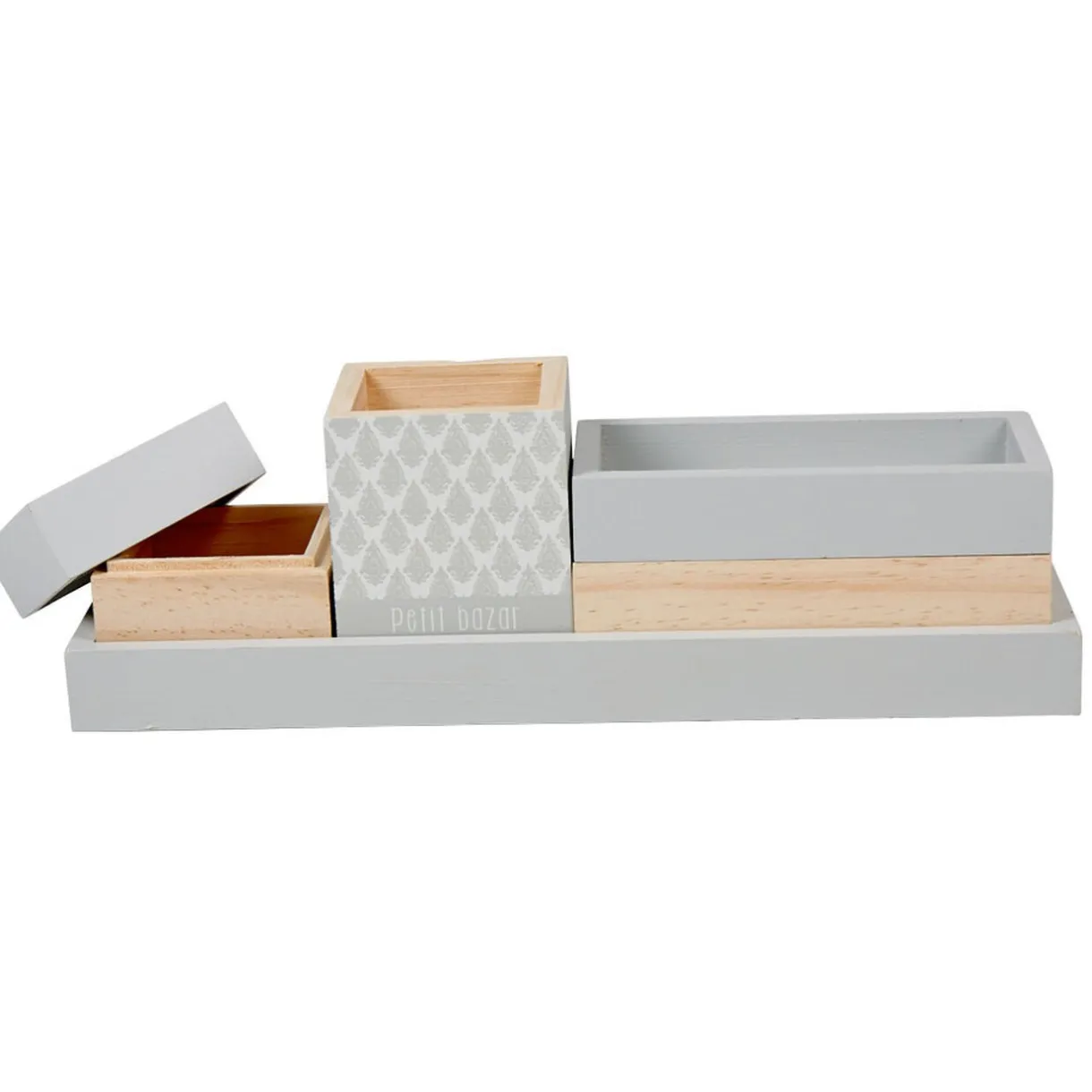Gifi Plateau de rangement déco bois gris naturel Discount