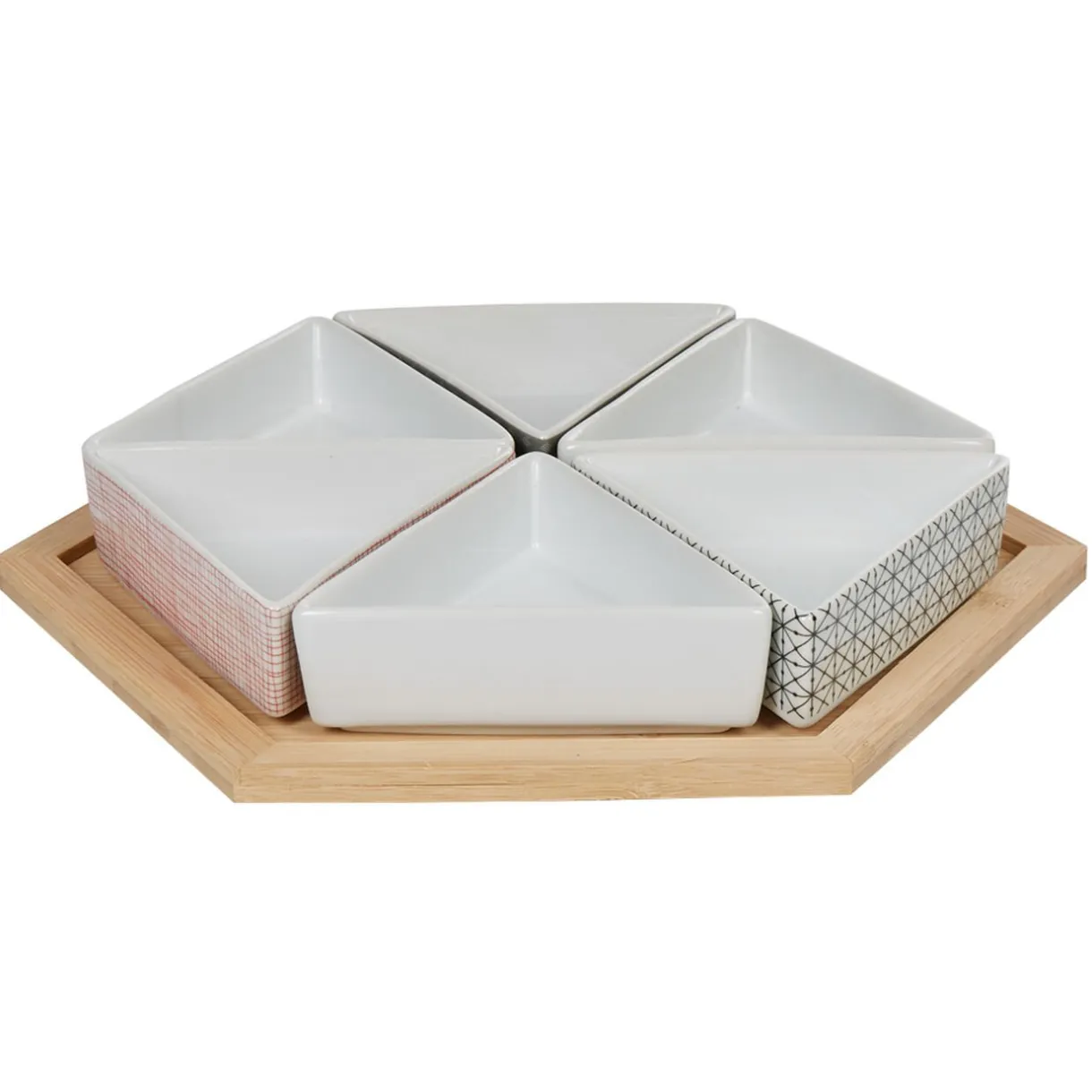 Gifi Plateau de service avec 6 coupelles triangles