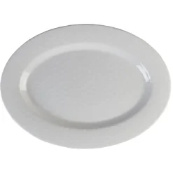Gifi Plateau de service ovale martelé blanc