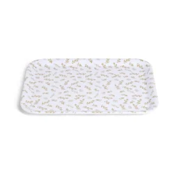 Gifi Plateau de service rectangulaire mélaminé blanc motif feuillage doré 21x28cm