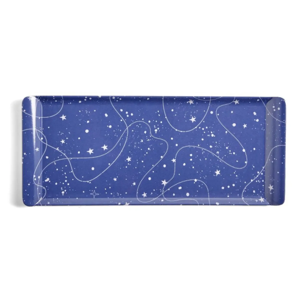 Gifi Plateau de service rectangulaire mélaminé bleu motif astral 18x37,5cm Hot