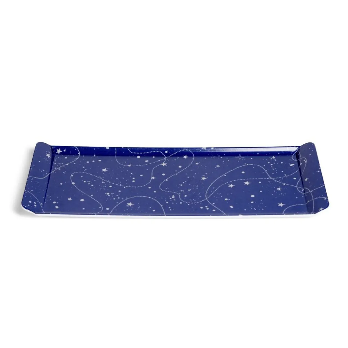 Gifi Plateau de service rectangulaire mélaminé bleu motif astral 18x37,5cm Hot