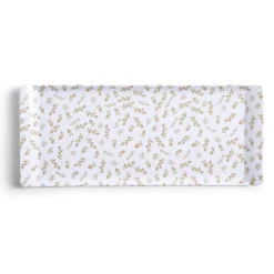Gifi Plateau de service rectangulaire mélaminé blanc motif feuillage doré 18x37,5cm New