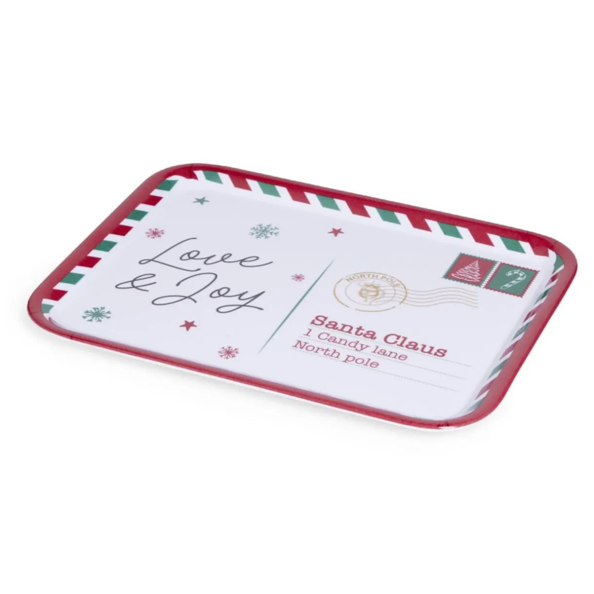 Gifi Plateau de service rectangulaire Noël mélaminé motif carte postale 19x37,5cm Discount