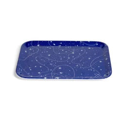 Gifi Plateau de service rectangulaire mélaminé bleu motif astral 21,7x28,7cm Best