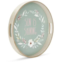 Gifi Plateau de service rond en bois Sun is shining New
