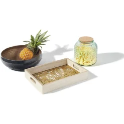Gifi Plateau en verre et bois