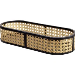 Gifi Plateau ovale cannage rotin naturel noir