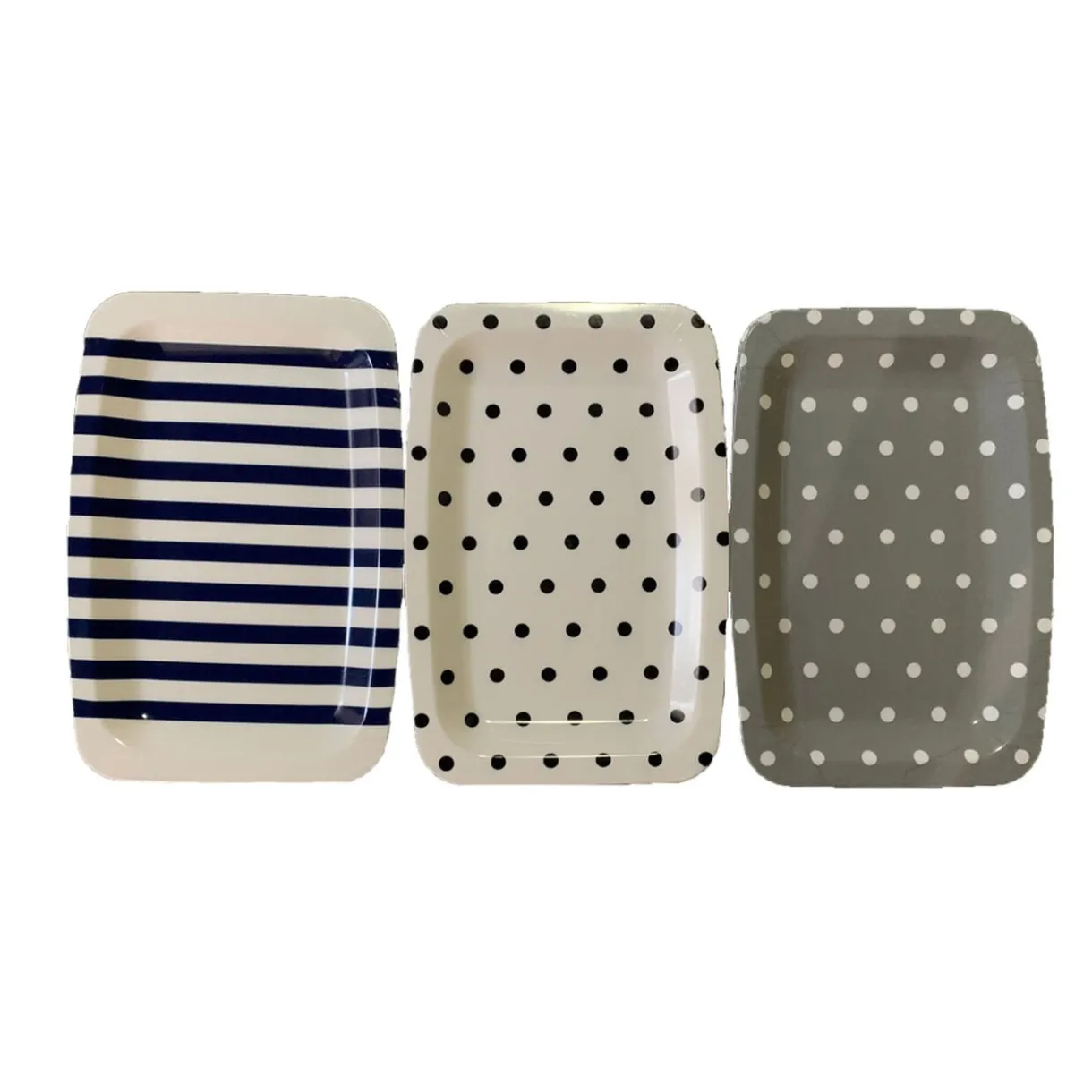 Gifi Plateau plastique rayé ou à pois 33x22xH1,5cm