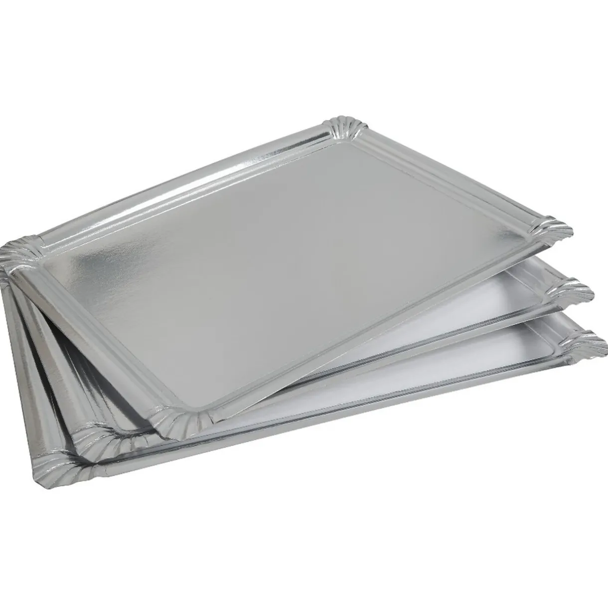 Gifi Plateau rectangulaire argenté en carton x3