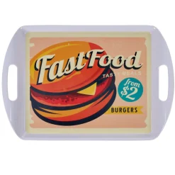 Gifi Plateau rectangulaire blanc style fast food motif hamburger New