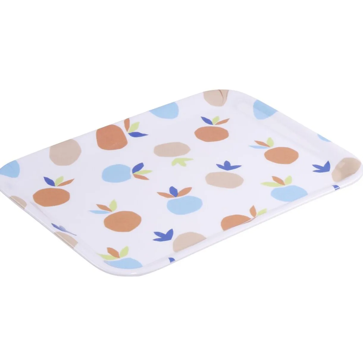 Gifi Plateau rectangulaire blanc motif fruit orange bleu plastique 29x22cm Hot