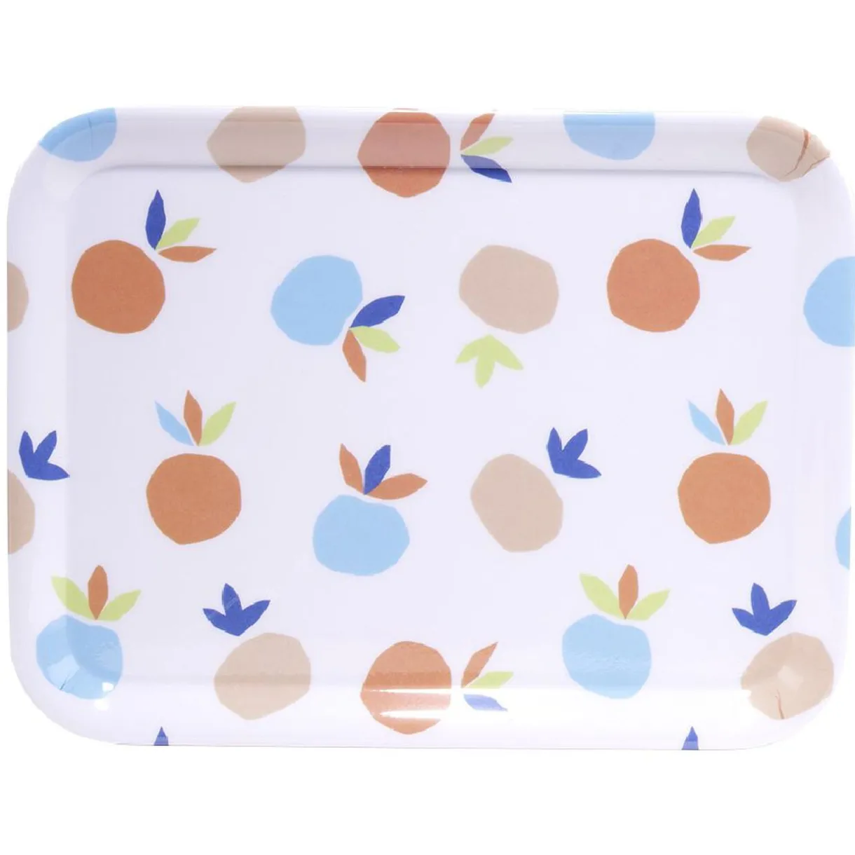 Gifi Plateau rectangulaire blanc motif fruit orange bleu plastique 29x22cm Hot