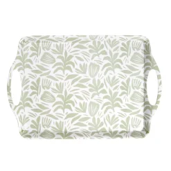 Gifi Plateau rectangulaire blanc motif feuillage vert sauge 34x50,5cm Online