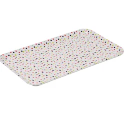 Gifi Plateau rectangulaire mélamine blanc motif pois multicolores Sale