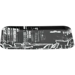 Gifi Plateau rectangulaire mélamine design bistrot noir et blanc