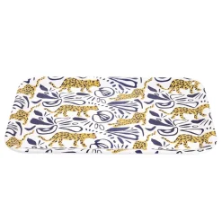 Gifi Plateau rectangulaire motif léopard blanc et bleu 27x38cm New