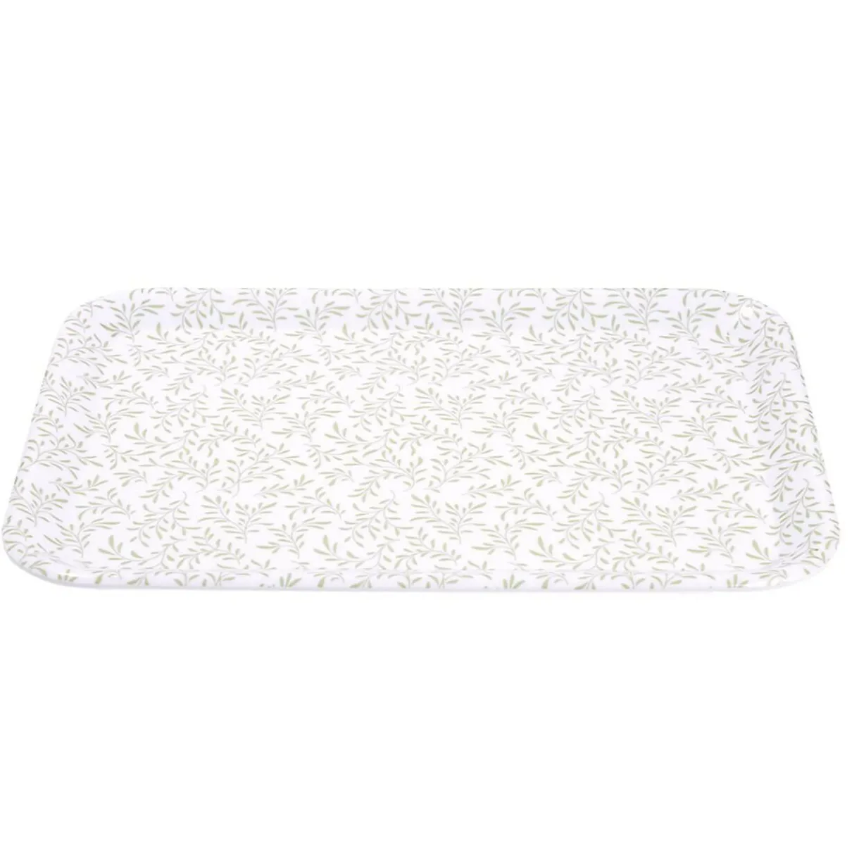 Gifi Plateau rectangulaire motif feuillage blanc et vert 27x38cm Discount