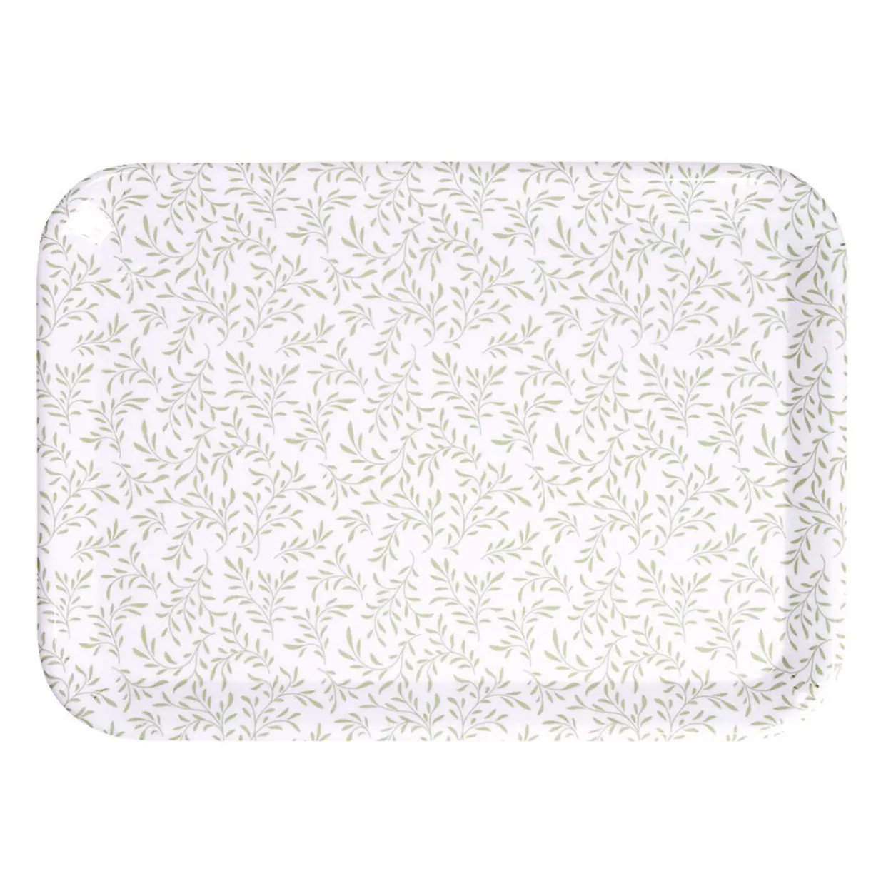 Gifi Plateau rectangulaire motif feuillage blanc et vert 27x38cm Discount