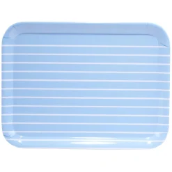 Gifi Plateau rectangulaire plastique rayure blanc et bleu 29x22cm