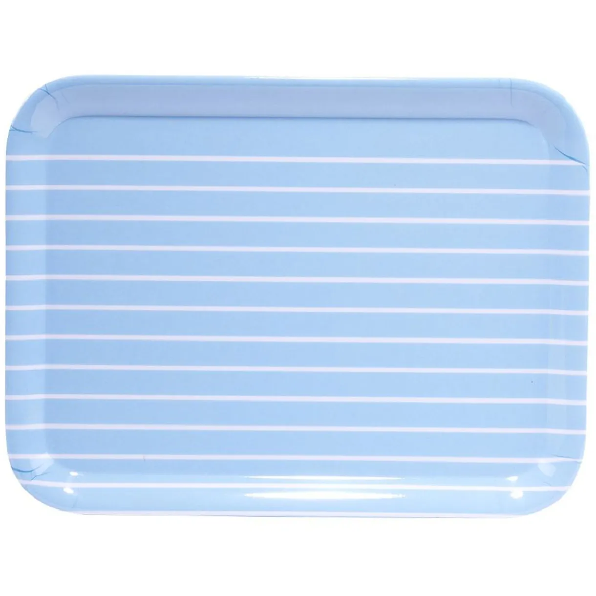 Gifi Plateau rectangulaire plastique rayure blanc et bleu 29x22cm