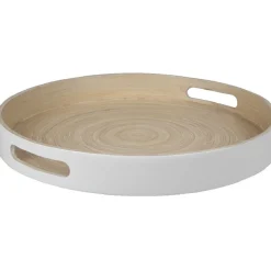 Gifi Plateau rond bambou bicolore blanc naturel Sale