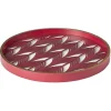 Gifi Plateau rond inspiration orientale en métal et bois rouge ou gris