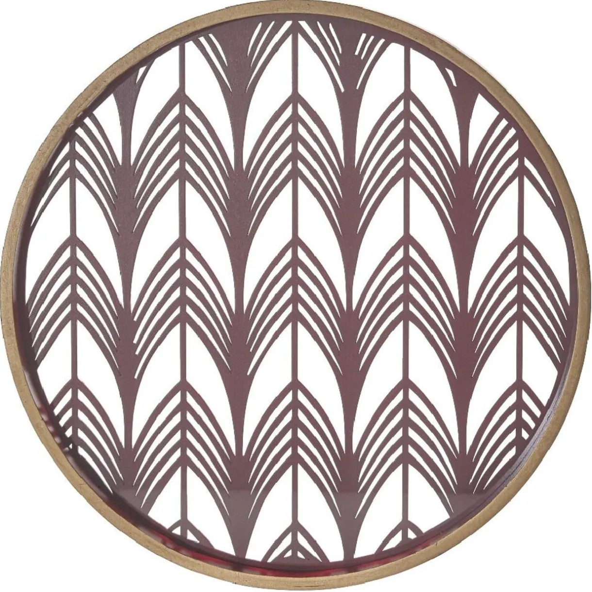 Gifi Plateau rond inspiration orientale en métal et bois rouge ou gris