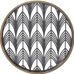 Gifi Plateau rond inspiration orientale en métal et bois rouge ou gris