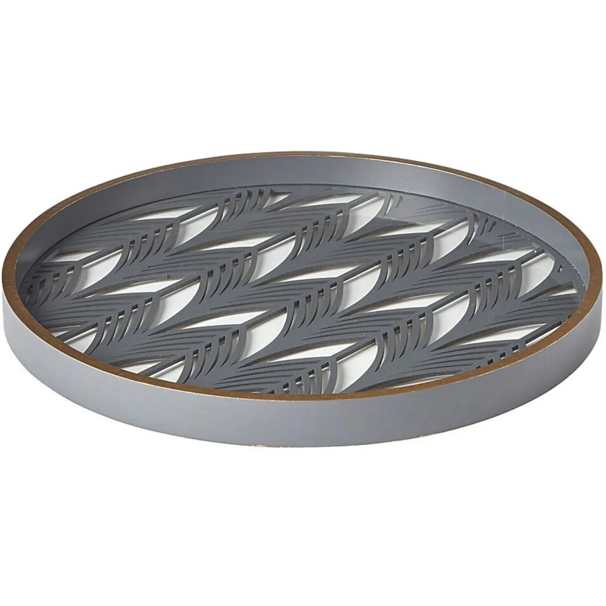 Gifi Plateau rond inspiration orientale en métal et bois rouge ou gris