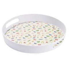 Gifi Plateau rond mélaminé motif matisse blanc et multicolore Ø34,5xH5cm Clearance