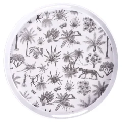 Gifi Plateau rond mélaminé motif savane blanc et noir Ø34,5xH5cm Online