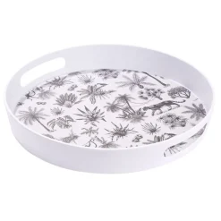 Gifi Plateau rond mélaminé motif savane blanc et noir Ø34,5xH5cm Online