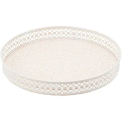 Gifi Plateau rond métal motif mandala rose gris ou vert